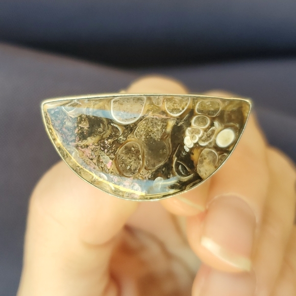 New Turritella Agate Fossil 925 Silver Ring. - Picture 12 of 12